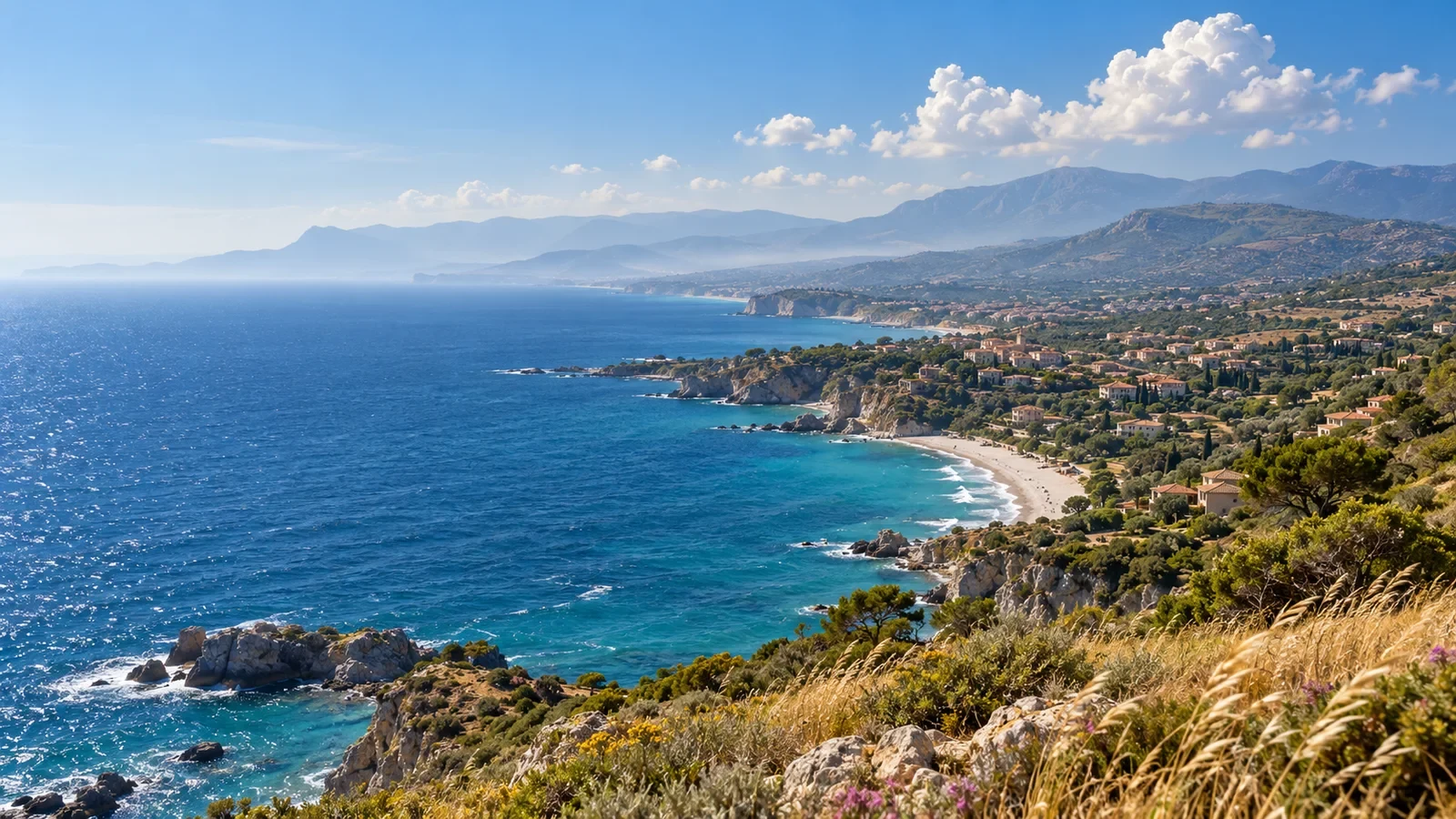 Brise de mer progressant vers les terres sur une côte ensoleillée